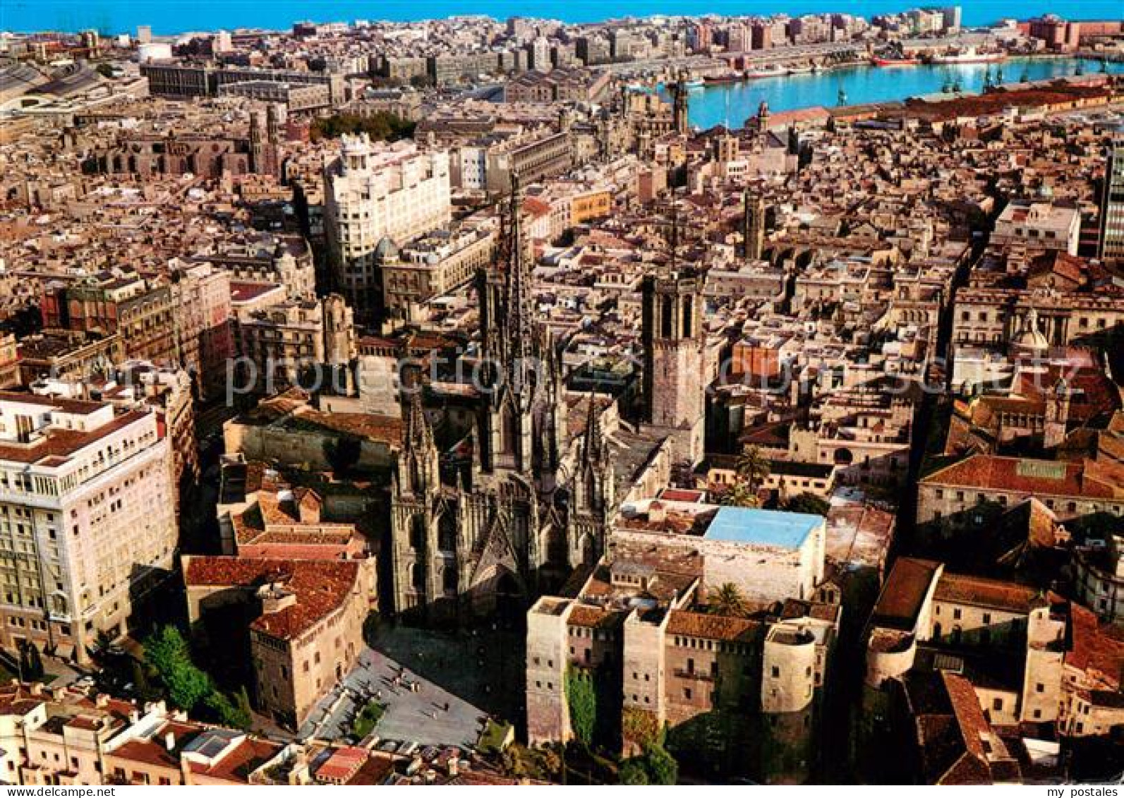 73746605 Barcelona Cataluna Catedral Vista Aérea Parcial Del Barrio Gótico Y Cas - Sonstige & Ohne Zuordnung