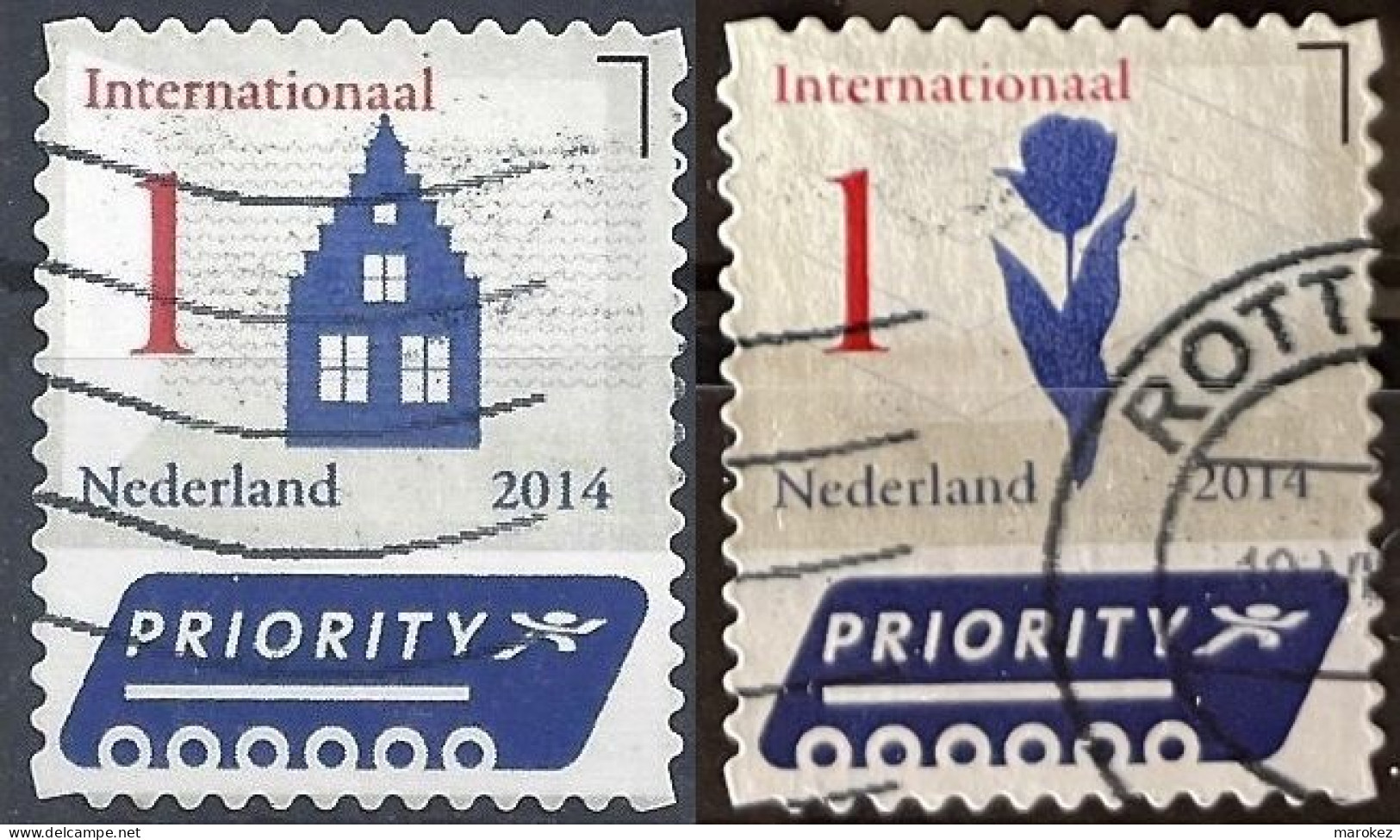 NETHERLANDS 2014 Cultural Heritage - Dutch House With A Crow-stepped Gable & Tulip S/a Postally Used Michel # 3207,3208 - Gebraucht