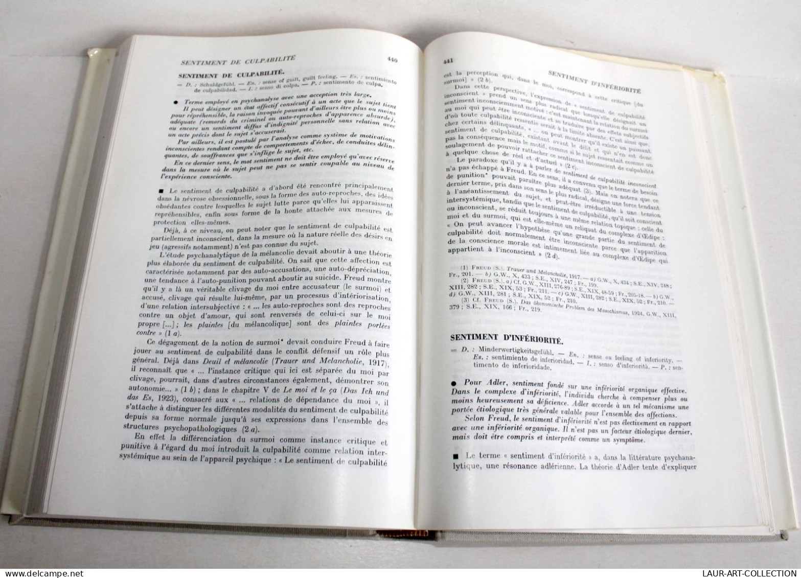 LAPLANCHE, PONTALIS, VOCABULAIRE DE LA PSYCHANALYSE SS DIRECTION DE LAGACHE 1968 / ANCIEN LIVRE XXe SIECLE (2603.136) - Psychology/Philosophy