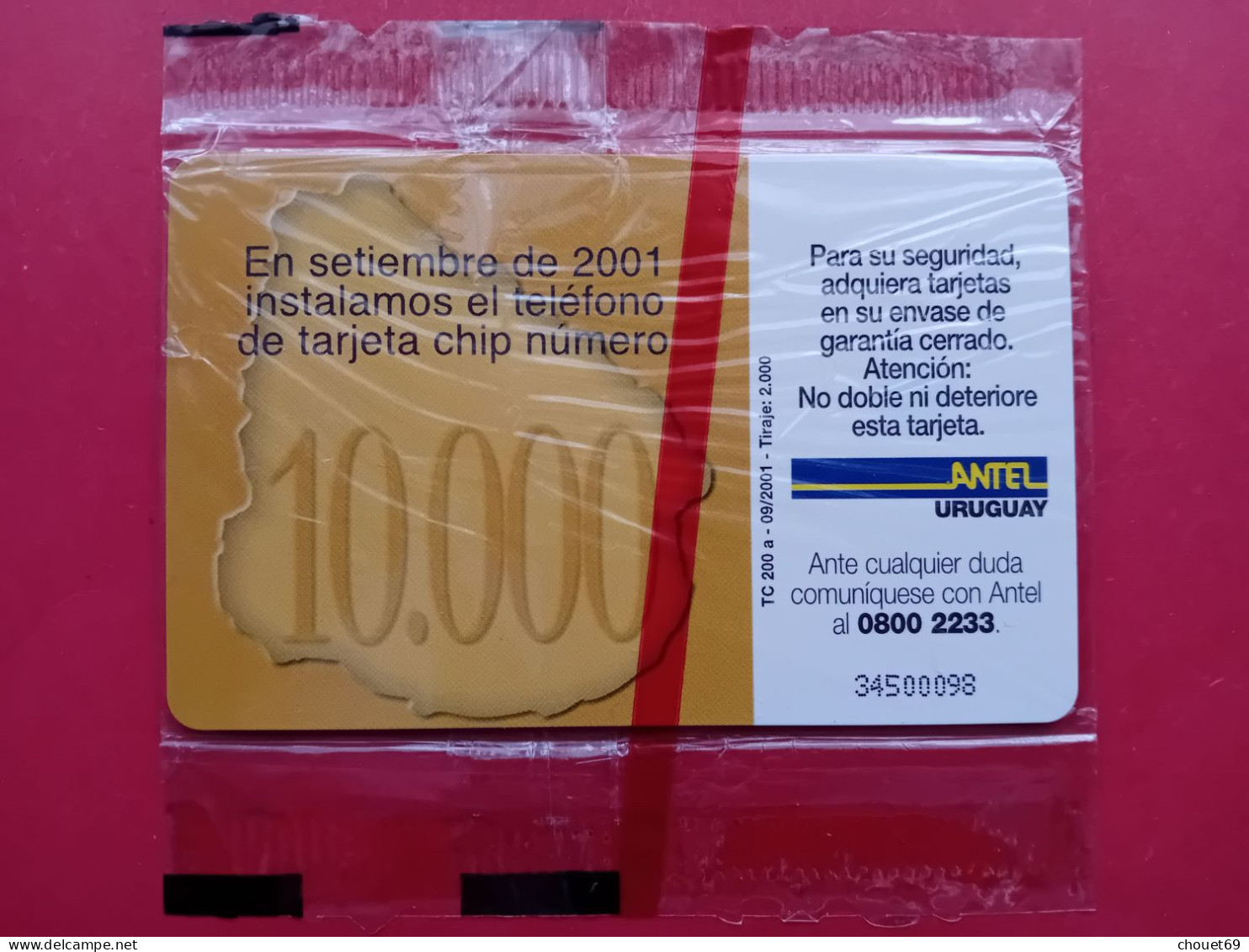 Uruguay Antel - 10 000 Telefono De Tarjeta Chip - TC 200 A - 09.2001 100$ - 2 000ex NEUVE MINT In Folder NSB (TV0320 - Venezuela