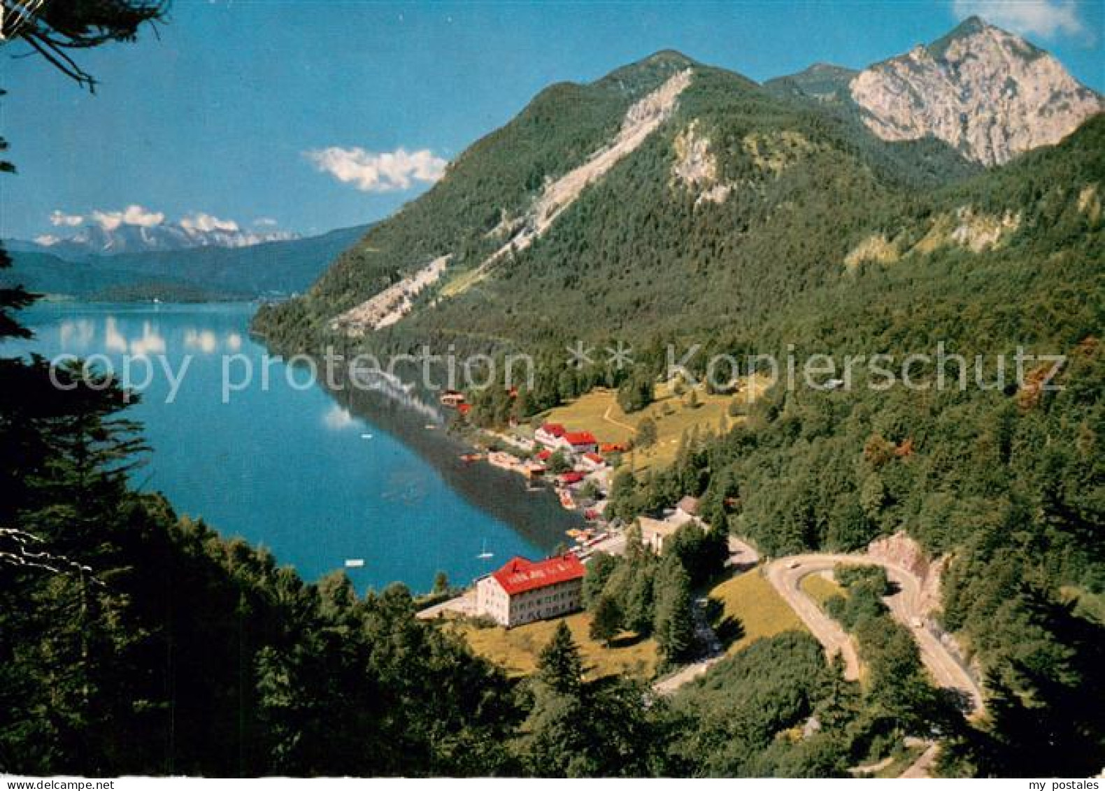 73746424 Urfeld Walchensee Mit Kesselbergpassstrasse Wettersteingebirge Und Herz - Sonstige & Ohne Zuordnung