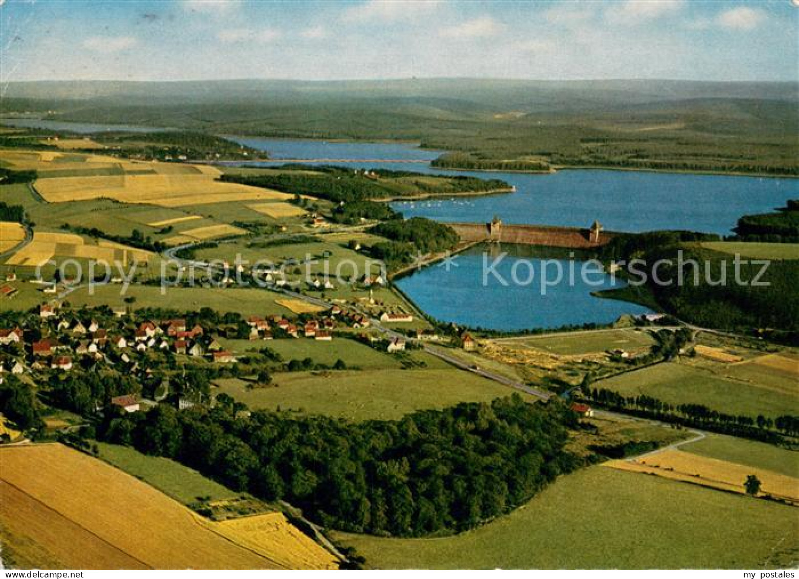 73746414 Guenne Moehnesee Fliegeraufnahme Mit Moehnetalsperre Mit Sperrmauer Aus - Sonstige & Ohne Zuordnung