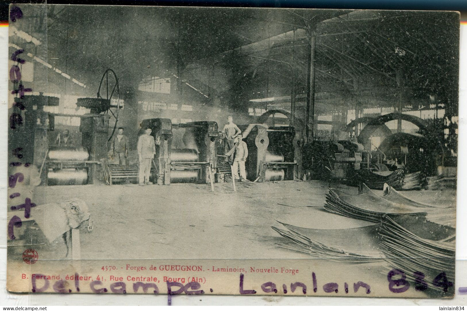 - 4570 - GUEUGNON - ( Saône Et Loire ), Forges De Gueugnon, Laminoirs Nouvelle Forges, écrite, 1909, TTBE, Scans. - Gueugnon