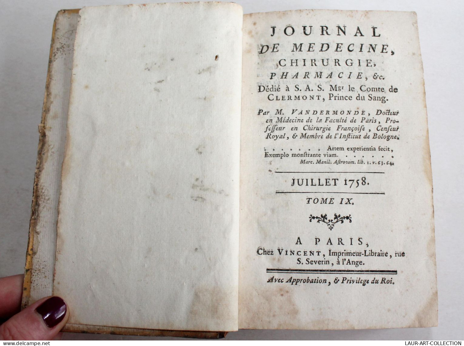 JOURNAL DE MEDECINE CHIRURGIE PHARMACIE Par VANDERMONDE JUIL. A DEC 1758 TOME IX / ANCIEN LIVRE XVIIIe SIECLE (2603.90) - Health