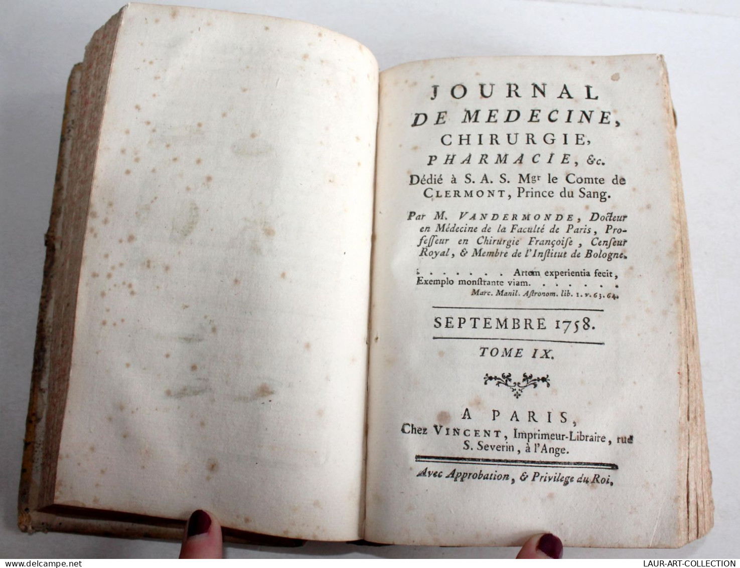 JOURNAL DE MEDECINE CHIRURGIE PHARMACIE Par VANDERMONDE JUIL. A DEC 1758 TOME IX / ANCIEN LIVRE XVIIIe SIECLE (2603.90) - Gezondheid