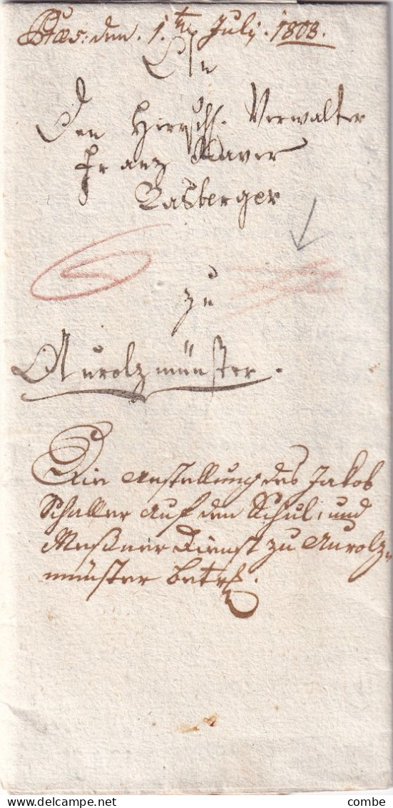 VIEILLE LETTRE ALLEMAGNE. 1808 - Préphilatélie