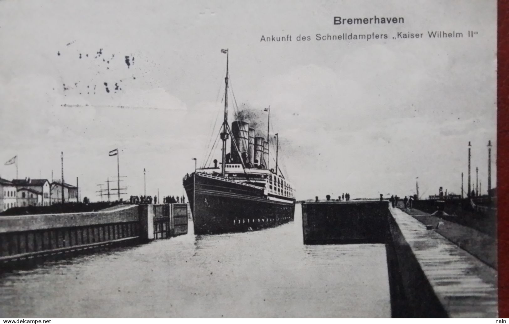 ALLEMAGNE - BREMERHAVEN - " ANKUNFT DES SCHNELLDAMPFERS  " KAISER WILHEIM II " - - - - " RARE " - - Bremerhaven