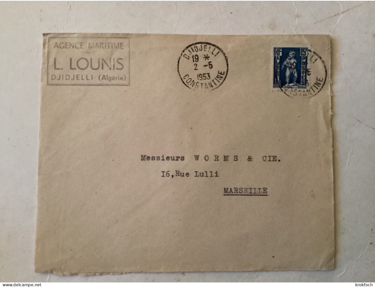 Djidjelli 1953 Constantine - Lettre Agence Sounis - Covers & Documents