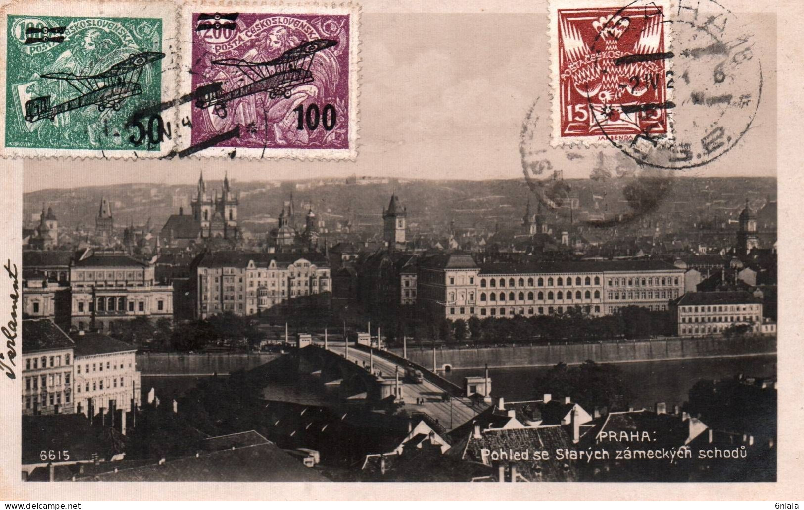 F 21449  Timbres Poste Aérienne  AVION Tchécoslovaquie  Sur Carte Postale PRAHA PRAGUE 1915 - Posta Aerea