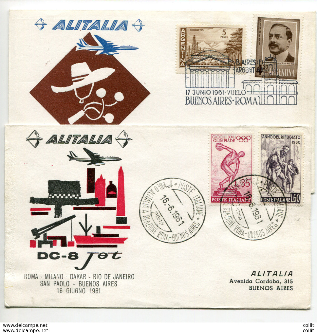 Alitalia Roma/Buenos Aires/Roma Del 16.6.61 - Airmail
