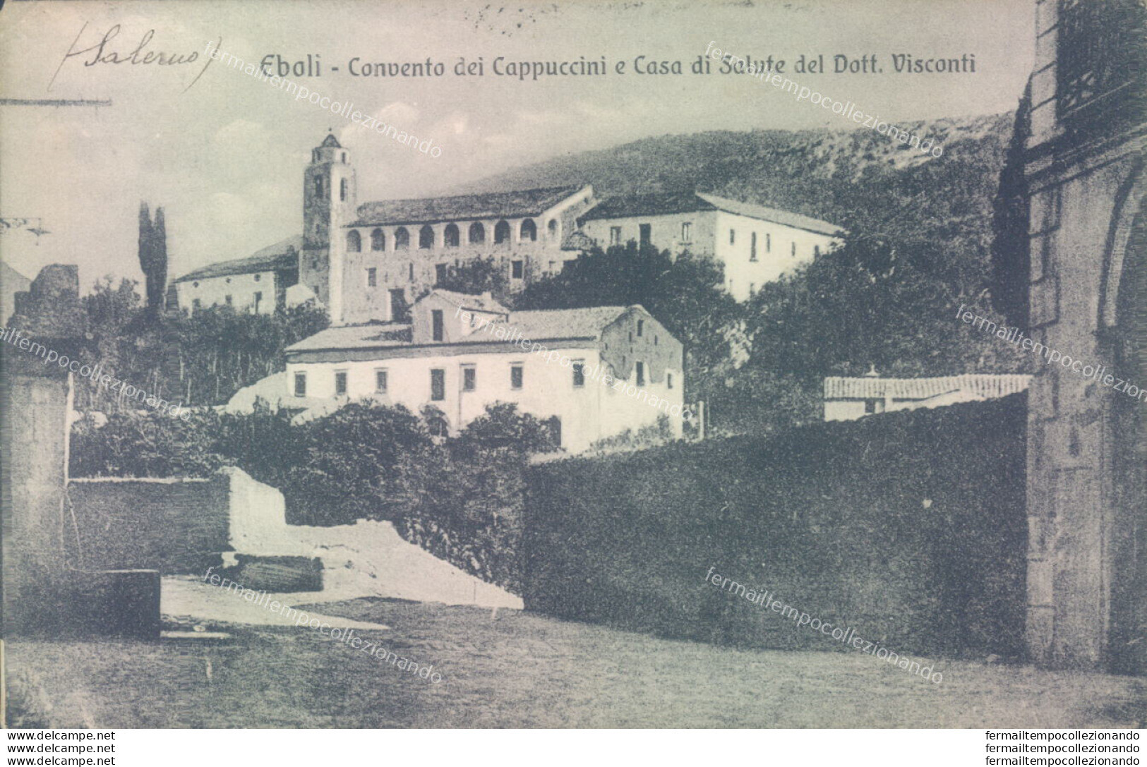 Ah133 Cartolina Eboli Convento Dei Capuccini E Casa Di Salue Del Dott.visconti - Salerno