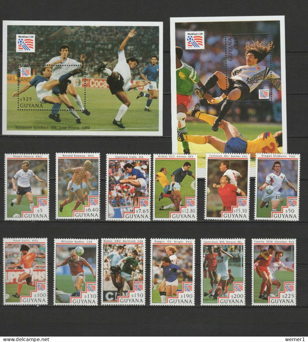 Guyana 1993 Football Soccer World Cup Set Of 12 + 2 S/s MNH - 1994 – USA