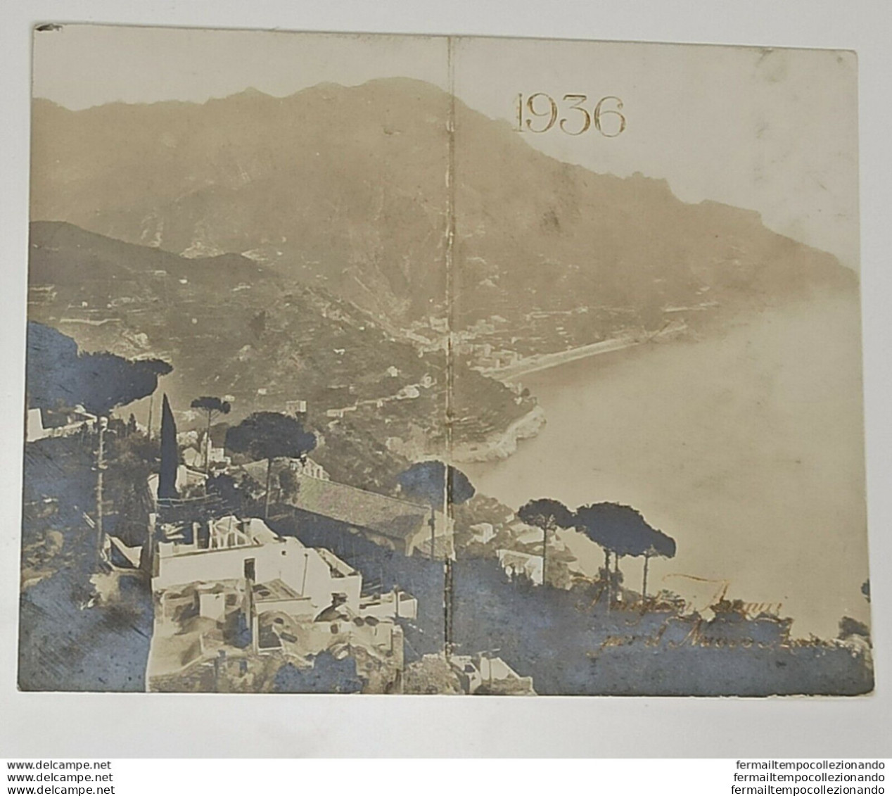 T249 Cartolina Doppia Costiera Amalfitana O Sorrentina Auguri 1936 - Salerno
