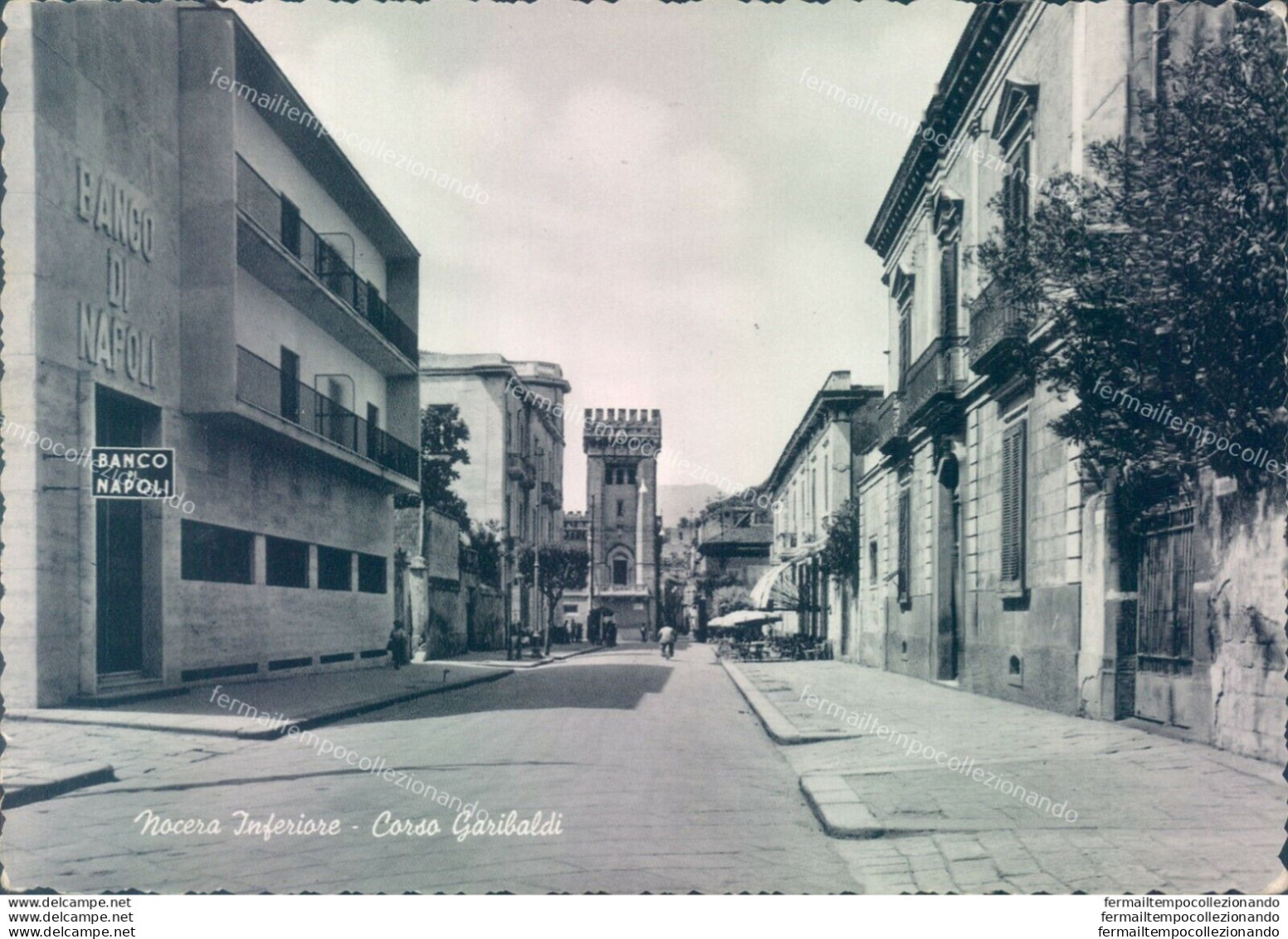 T435 Cartolina Nocera Inferiore Corso Garibaldi Banco Di Napoli Salerno - Salerno