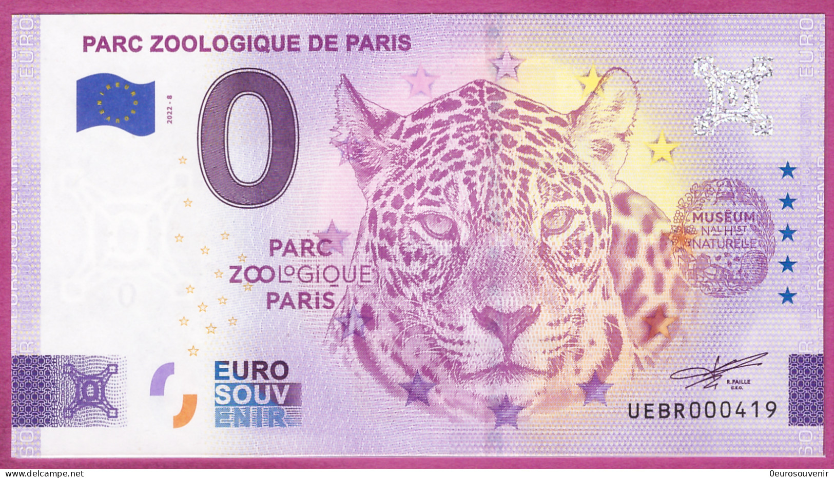 0-Euro UEBR 2022-8  PARC ZOOLOGIQUE DE PARIS - Private Proofs / Unofficial