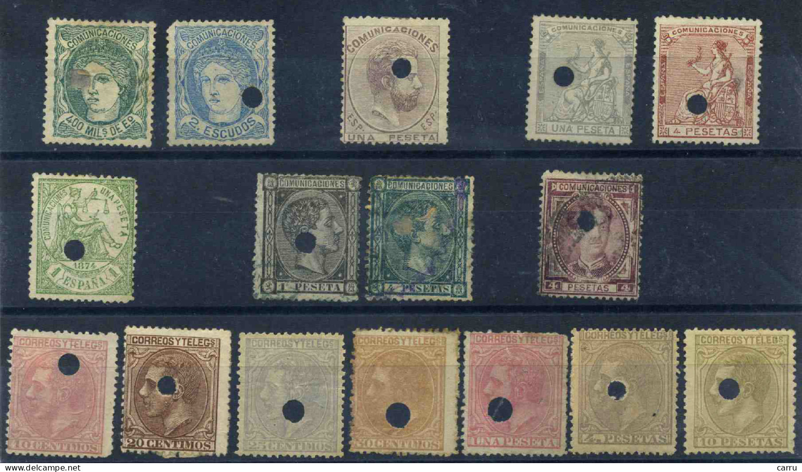 España - Lote De Sellos De Correos Usados En Telégrafos (1870 A 1879) - Unused Stamps