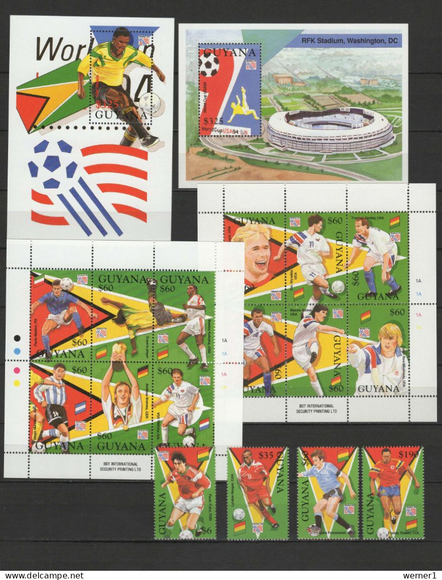 Guyana 1994 Football Soccer World Cup Set Of 4 + 2 Sheetlets + 2 S/s MNH - 1994 – Vereinigte Staaten