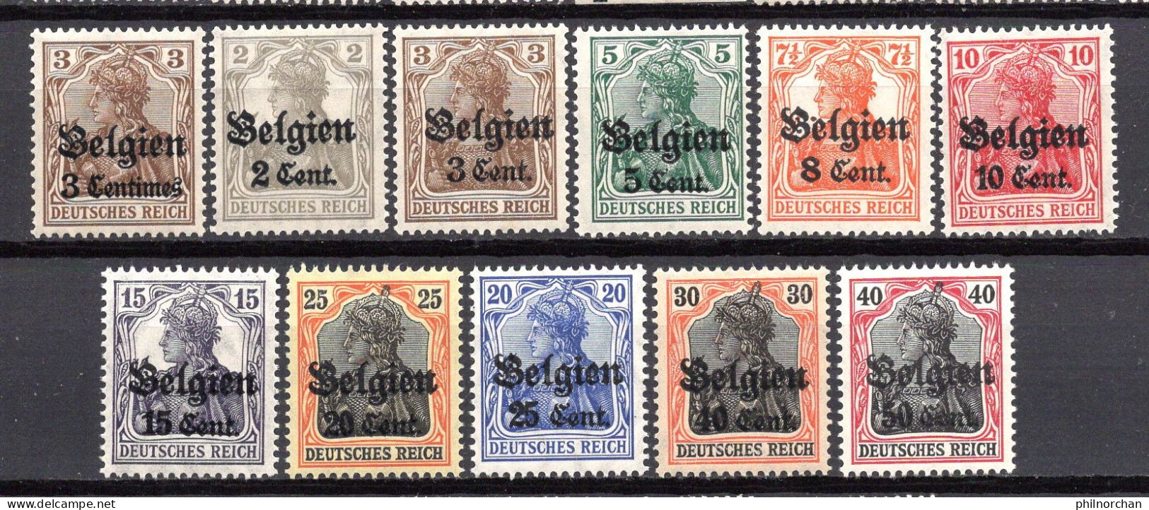 Belgique 1914,1916  Occupation Allemande Neufs*  N°1,10à14,16à20   0,40 €    (cote 3 €, 11 Valeurs) - OC1/25 Governo Generale