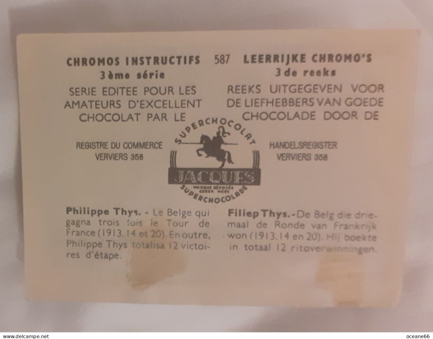 Image Chromo Philippe Thys Superchocolat Jacques 587 - Cycling