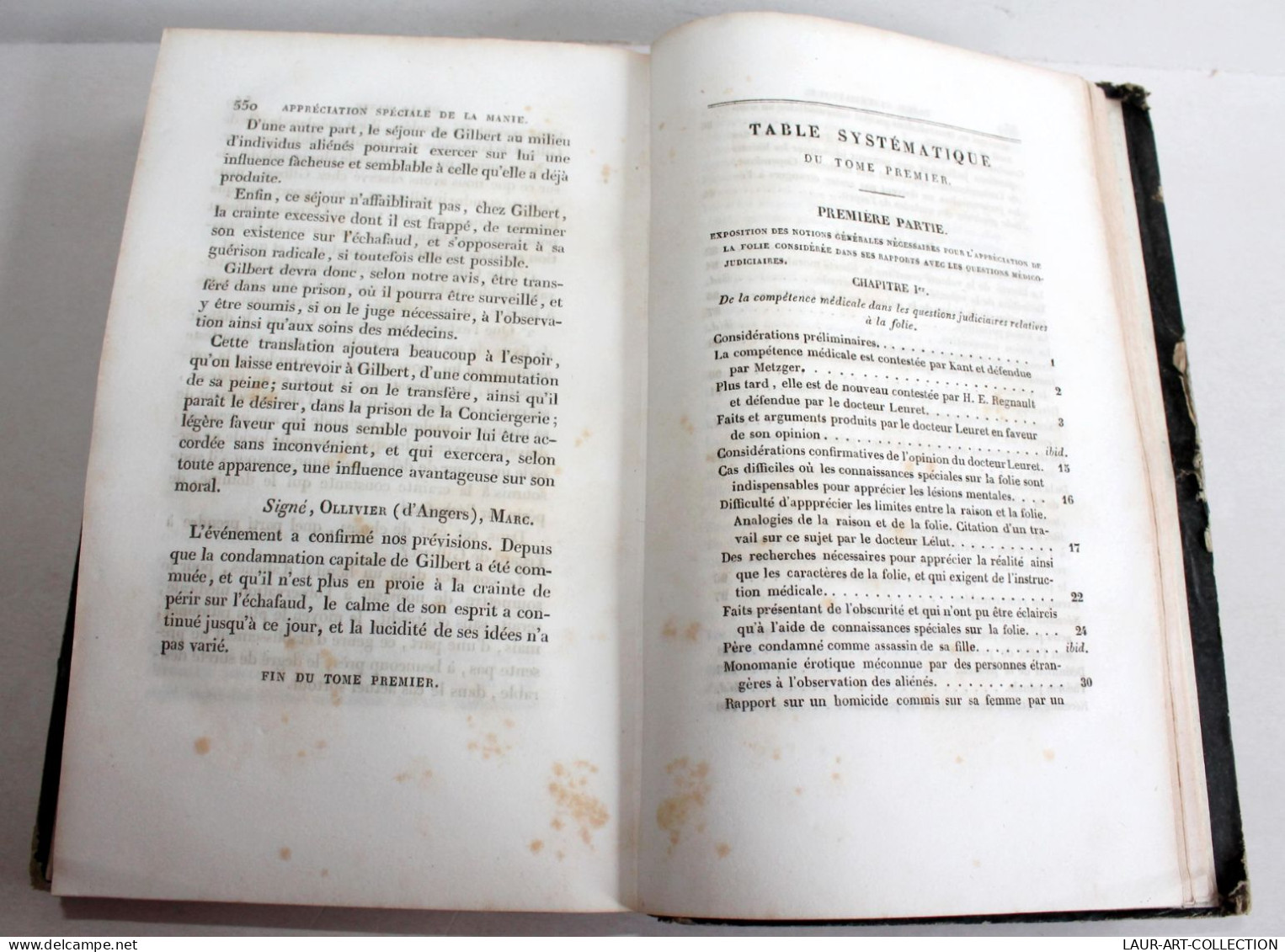 DE LA FOLIE DANS SES RAPPORTS AVEC QUESTIONS MEDICO JUDICIAIRES Par H. MARC 1840 / ANCIEN LIVRE XIXe SIECLE (2603.139) - Derecho