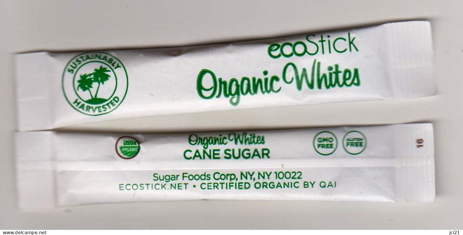 2 Sachets Stick Buchette Sucre USA " Organic Whites " (S306) _Di532 - Azúcar