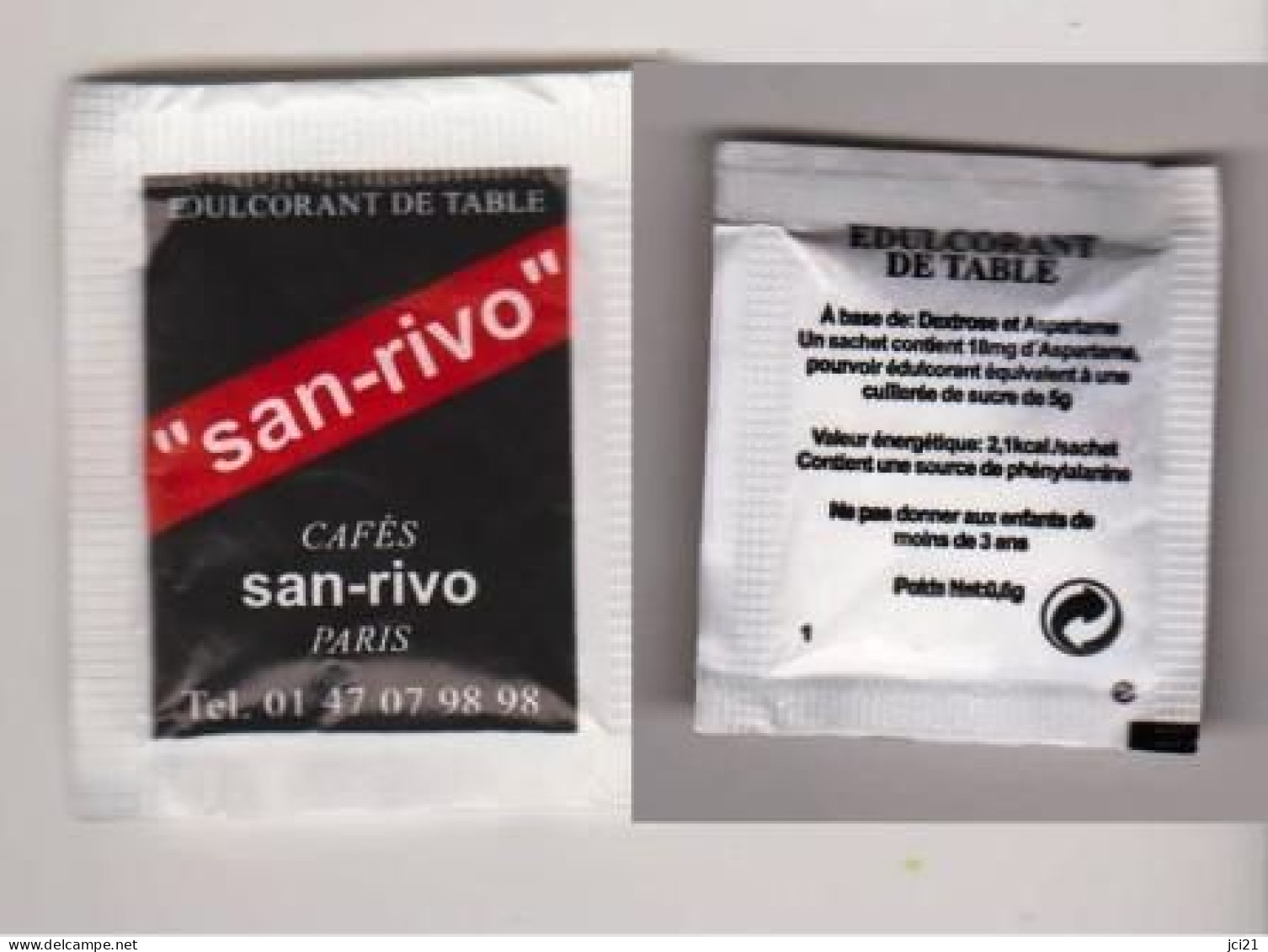 Sachet Sucre édulcorant " Café SAN-RIVO " (S245) _Di377 - Suiker