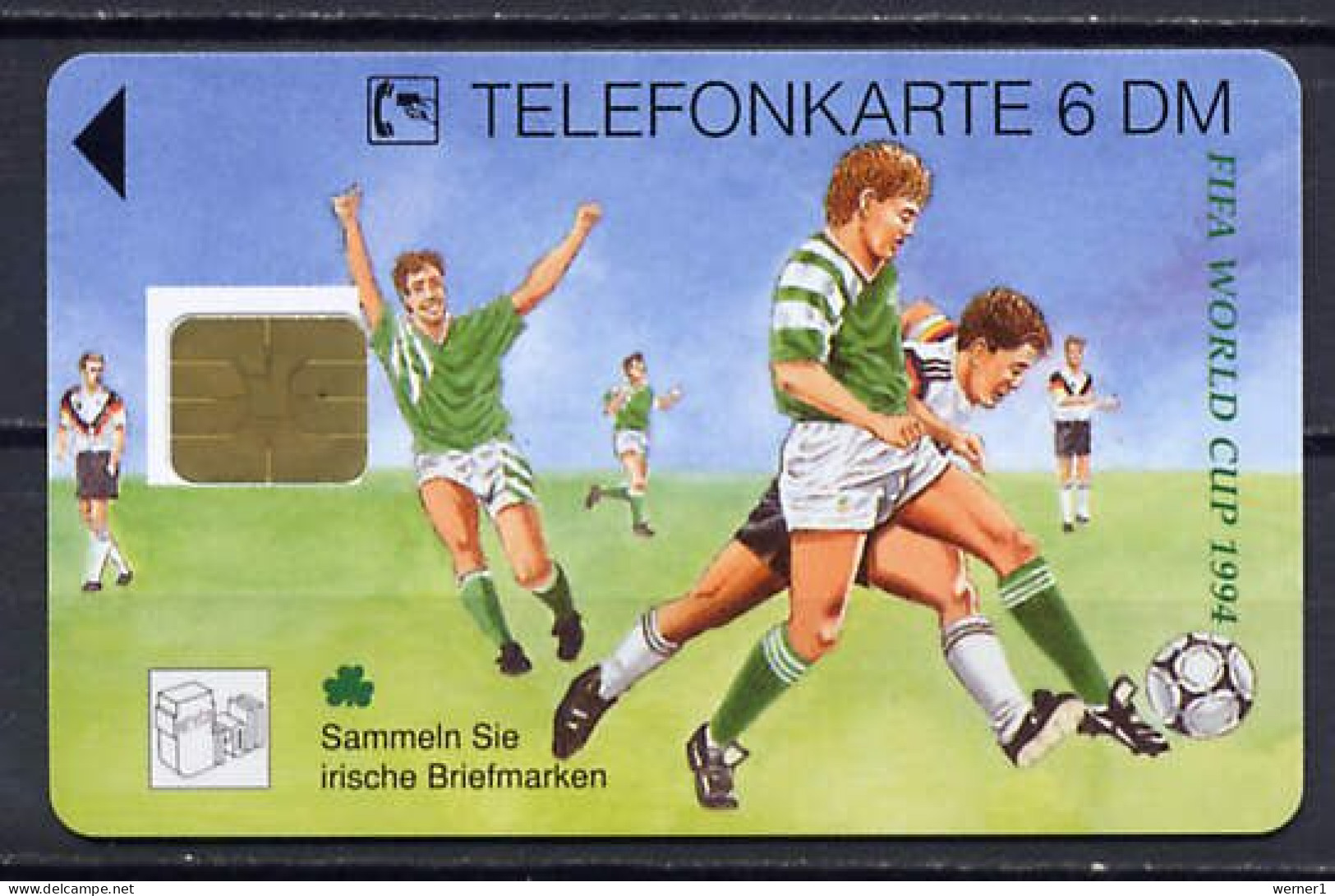 Germany 1994 Football Soccer World Cup Phonecard With Irish Stamps - Deportes