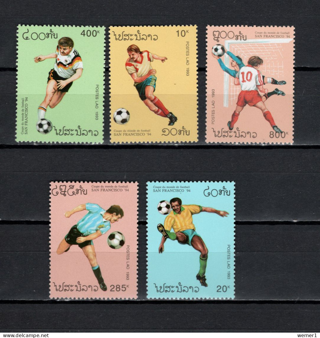 Laos 1993 Football Soccer World Cup Set Of 5 MNH - 1994 – Estados Unidos