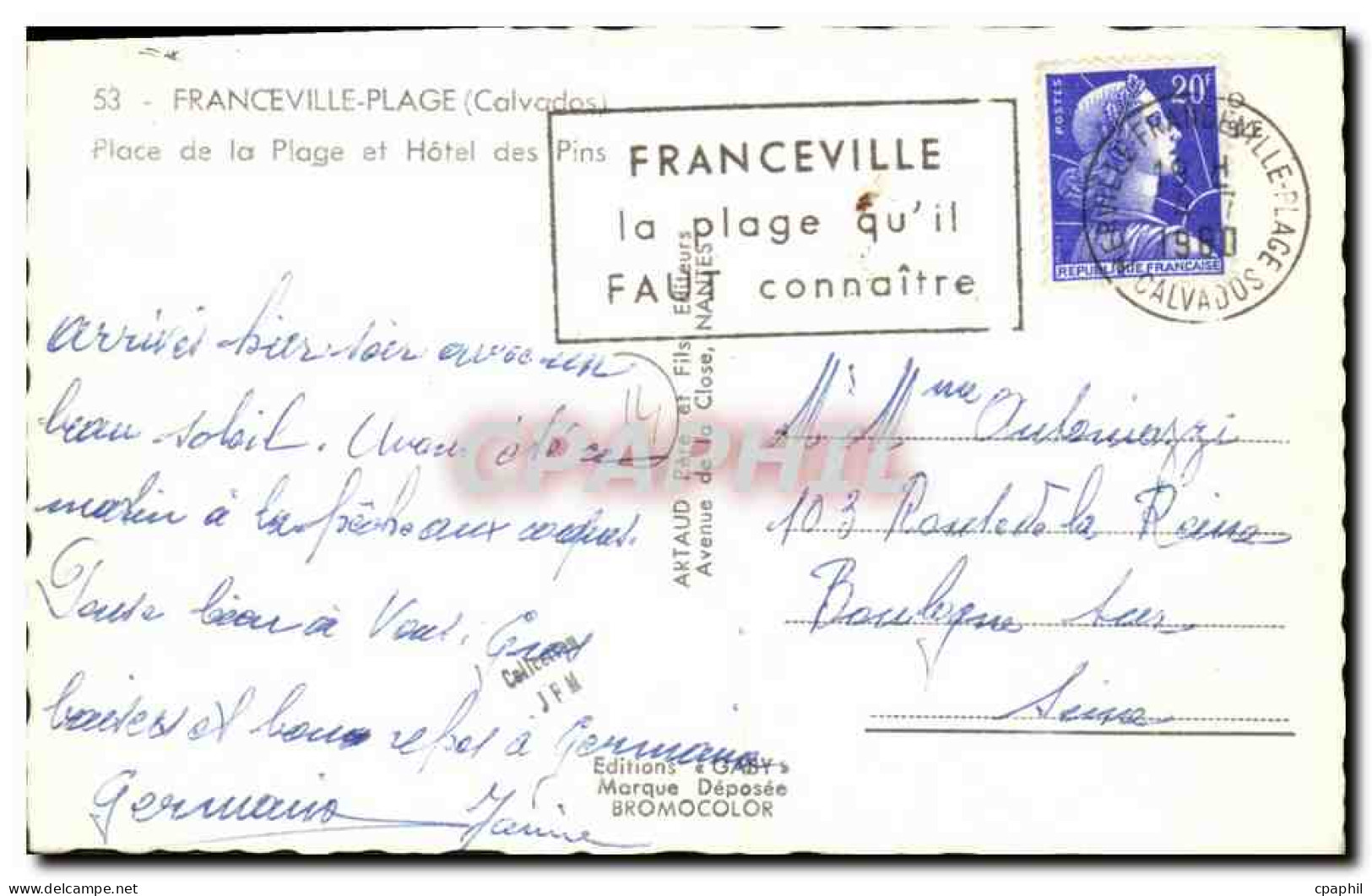 CPM Franceville Plage Place De La Plage Et Hotel Des Pins - Altri & Non Classificati