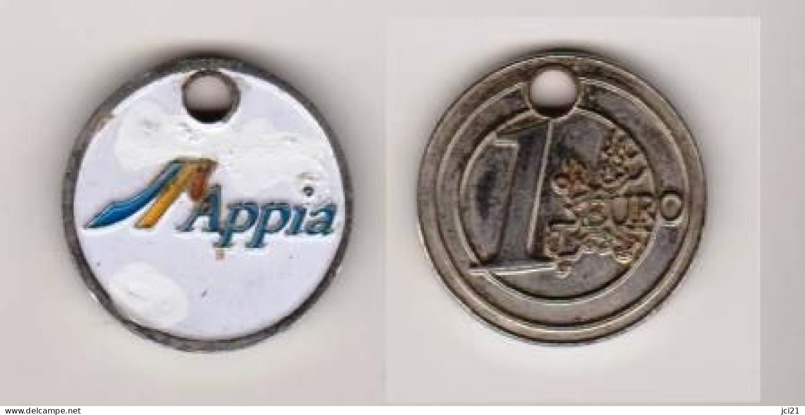 Jeton De Caddie " APPIA "  Scann Recto-verso Reproduction De La Pièce De 1 Euro (J.Luc)_Je186 - Trolley Token/Shopping Trolley Chip