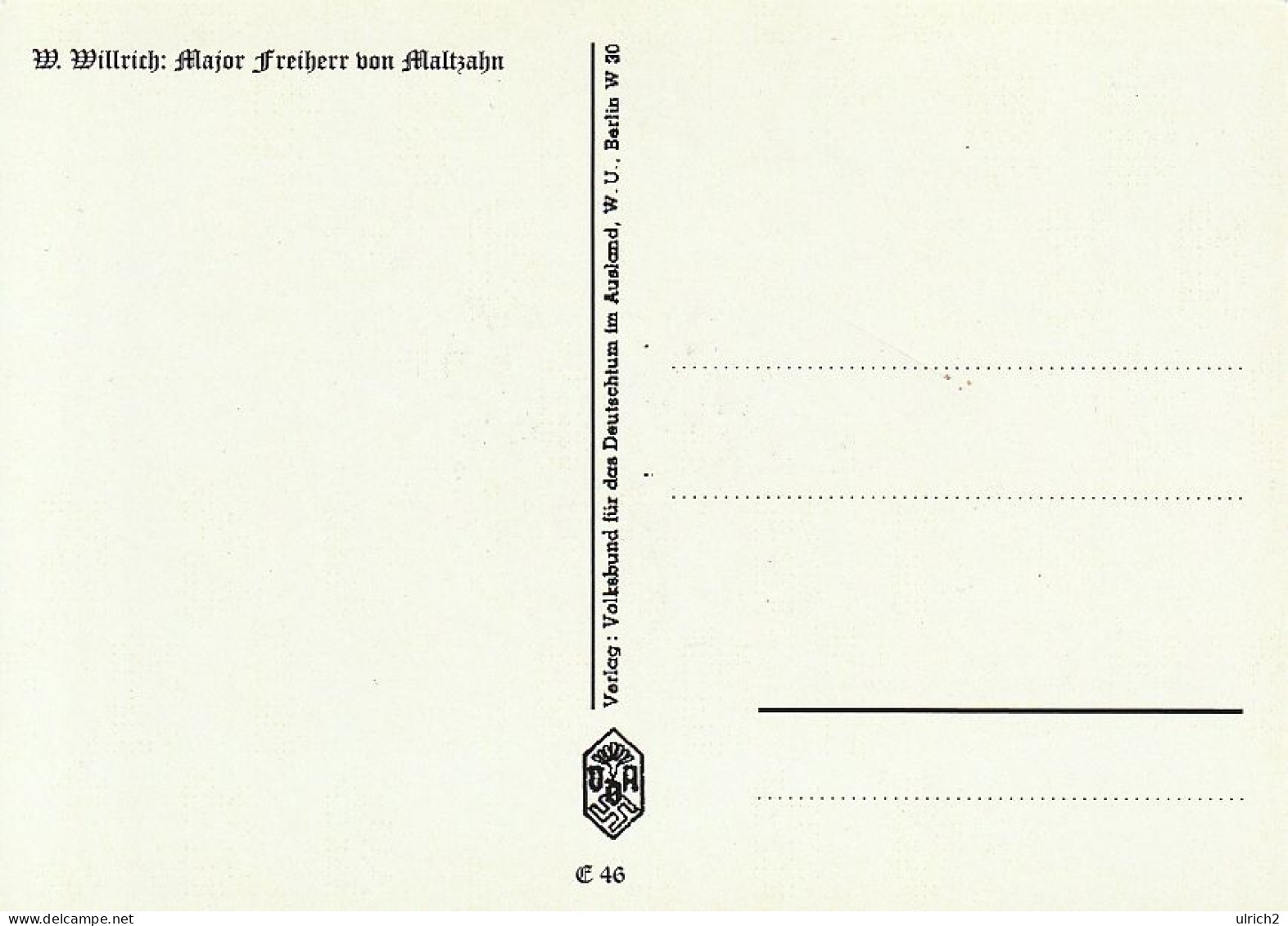 AK Major Freiherr Von Maltzahn - Jagdflieger - Künstlerkarte Willrich - 2. WK  (69022) - Guerre 1939-45