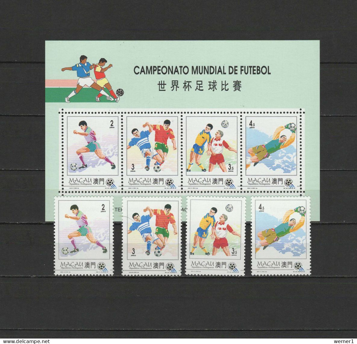 Macao Macau 1994 Football Soccer World Cup Set Of 4 + S/s MNH - 1994 – Estados Unidos