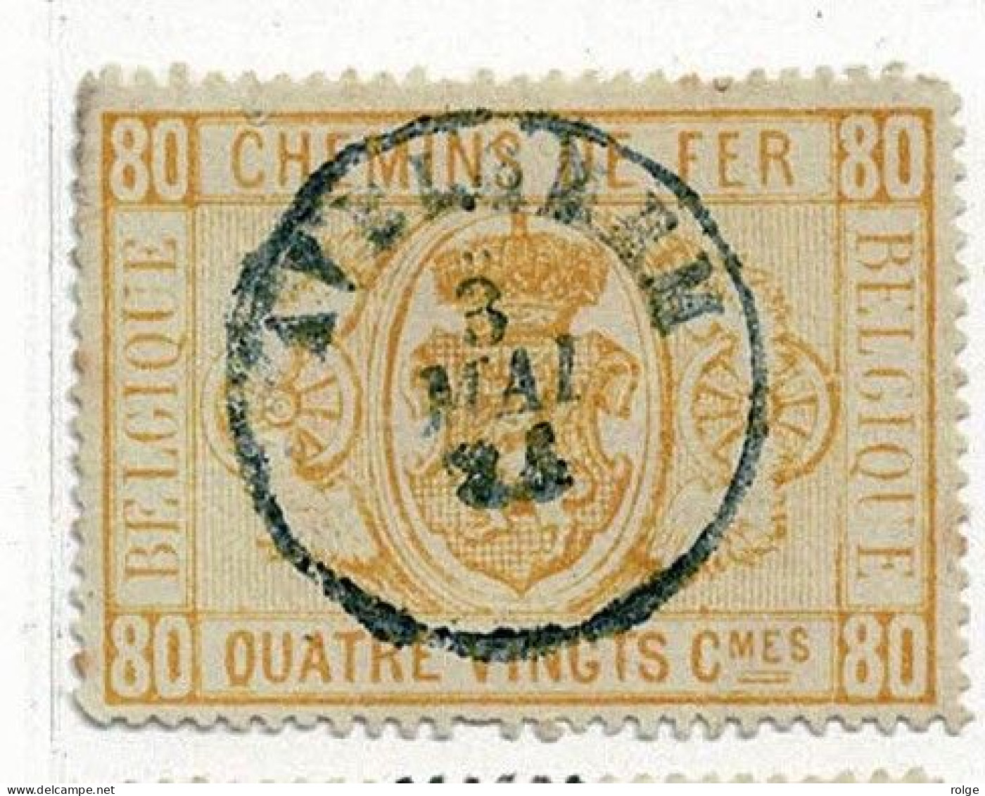 D152  DUBBEL CIRKEL   AVELGHEM     POSTSTEMPEL  OP SPOORWEGZEGEL N° 5 - Usados