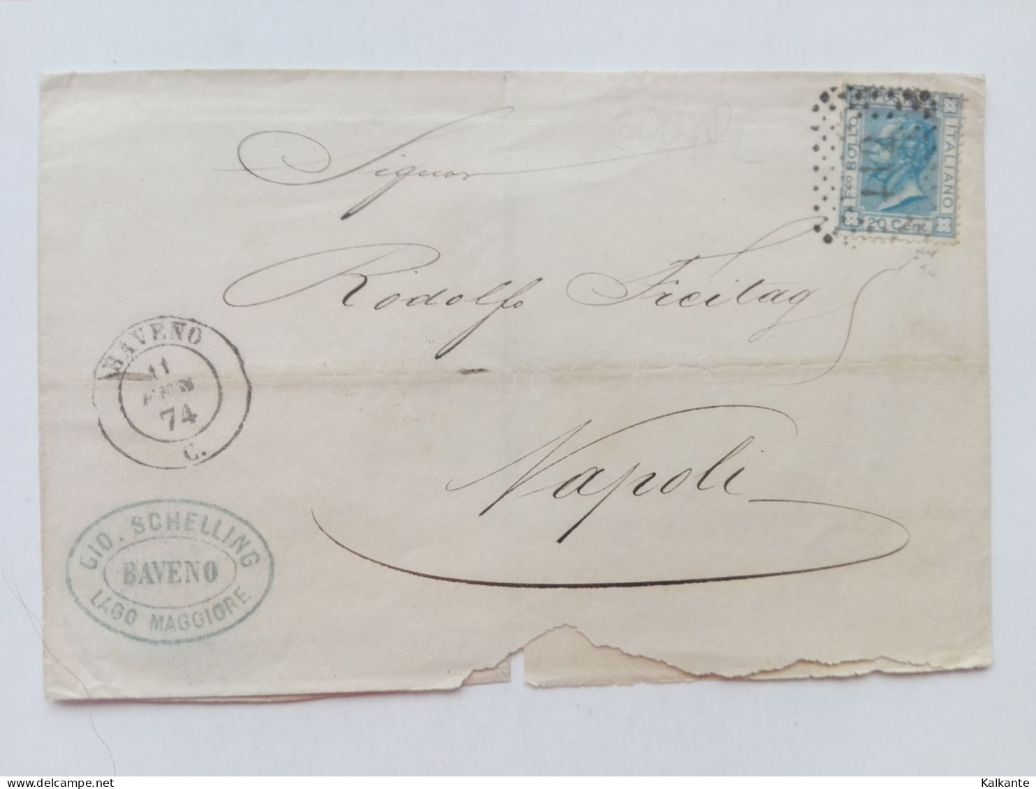 1874 - Timbro Numerale A Punti N°412 - Storia Postale