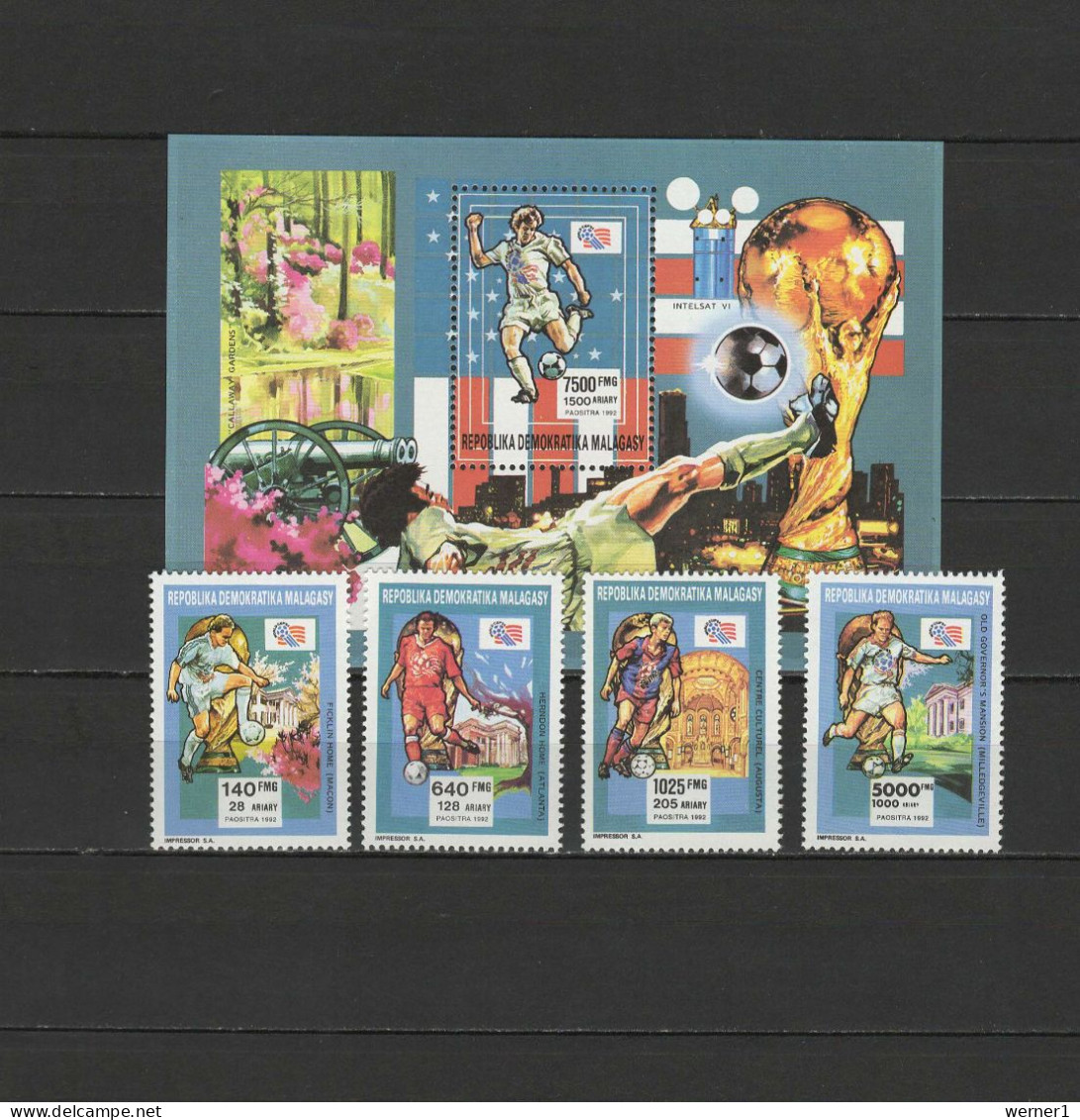 Malagasy - Madagascar 1992 Football Soccer World Cup, Space Set Of 4 + S/s MNH - 1994 – Vereinigte Staaten