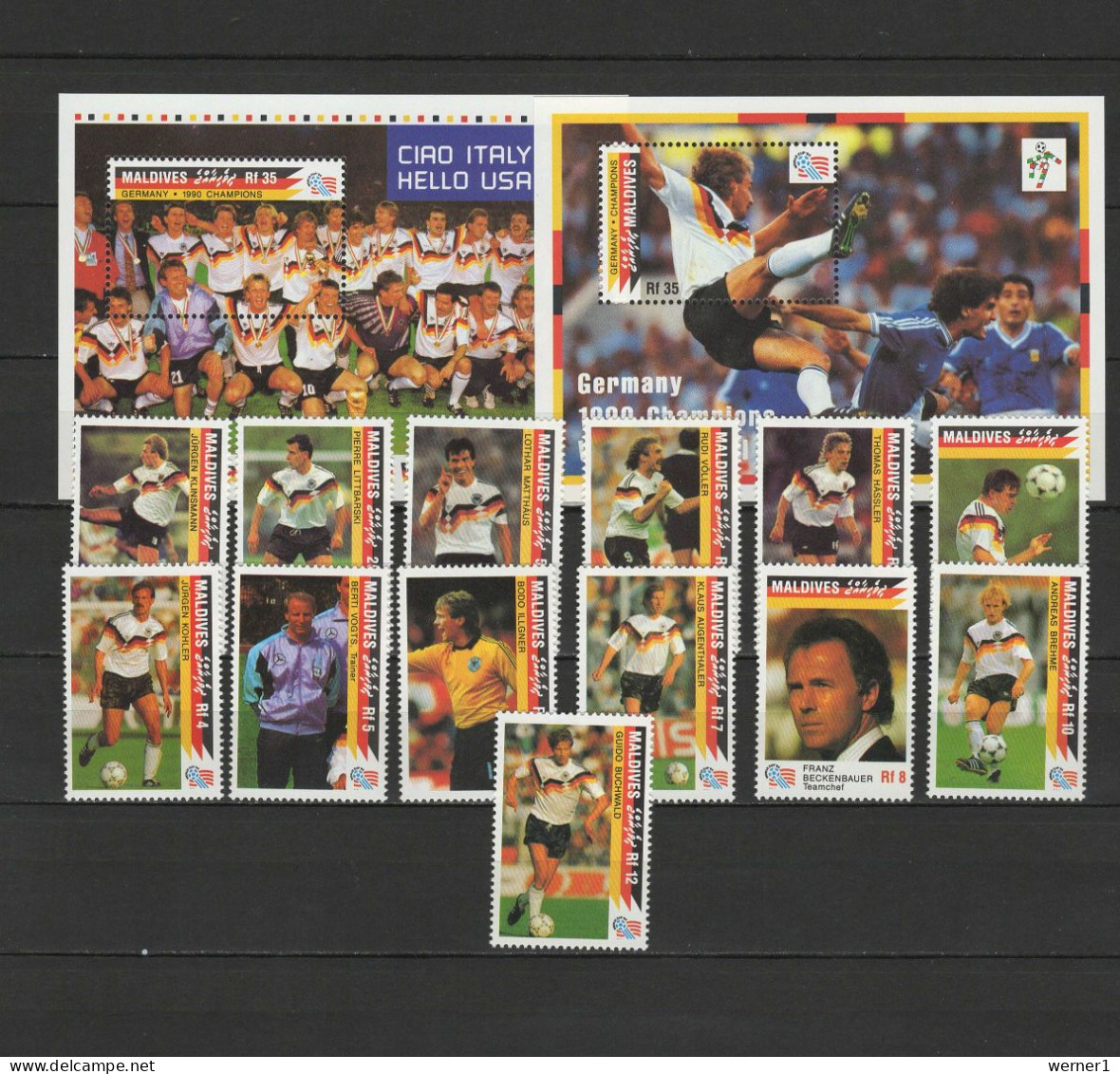 Maldives 1992 Football Soccer World Cup Set Of 13 + 2 S/s MNH - 1994 – Vereinigte Staaten