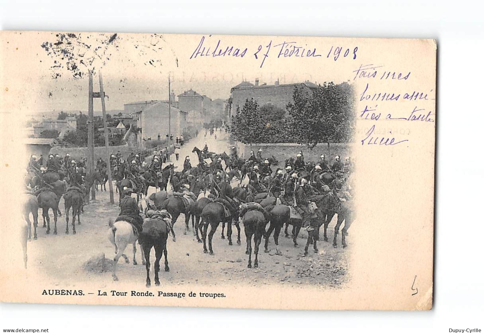 AUBENAS - La Tour Ronde - Passage De Troupes - Très Bon état - Aubenas