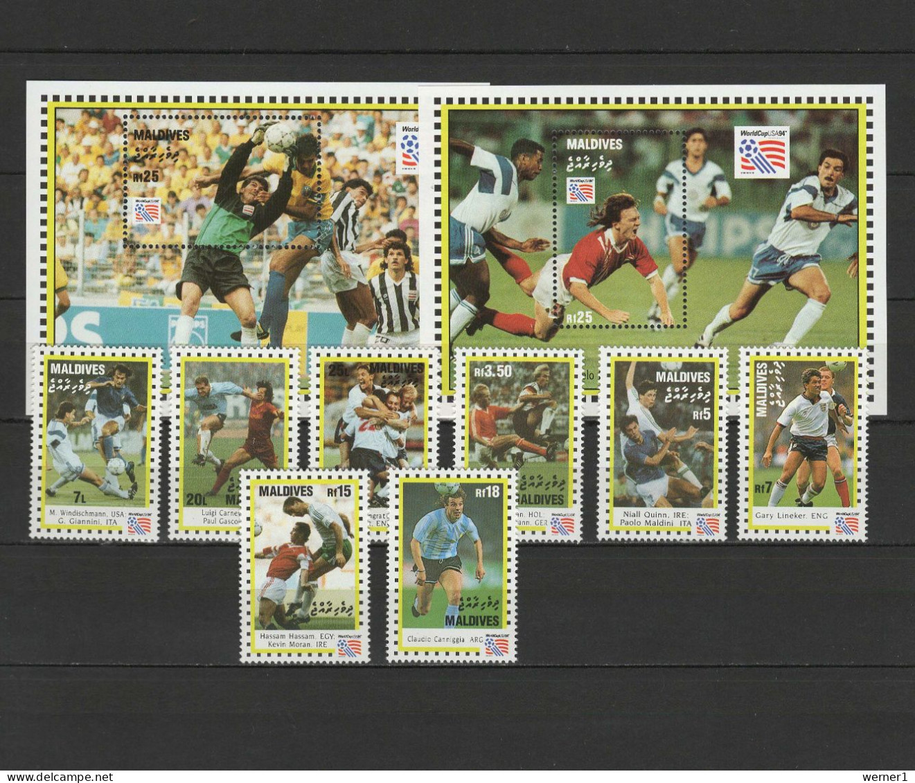 Maldives 1994 Football Soccer World Cup Set Of 8 + 2 S/s MNH - 1994 – Estados Unidos