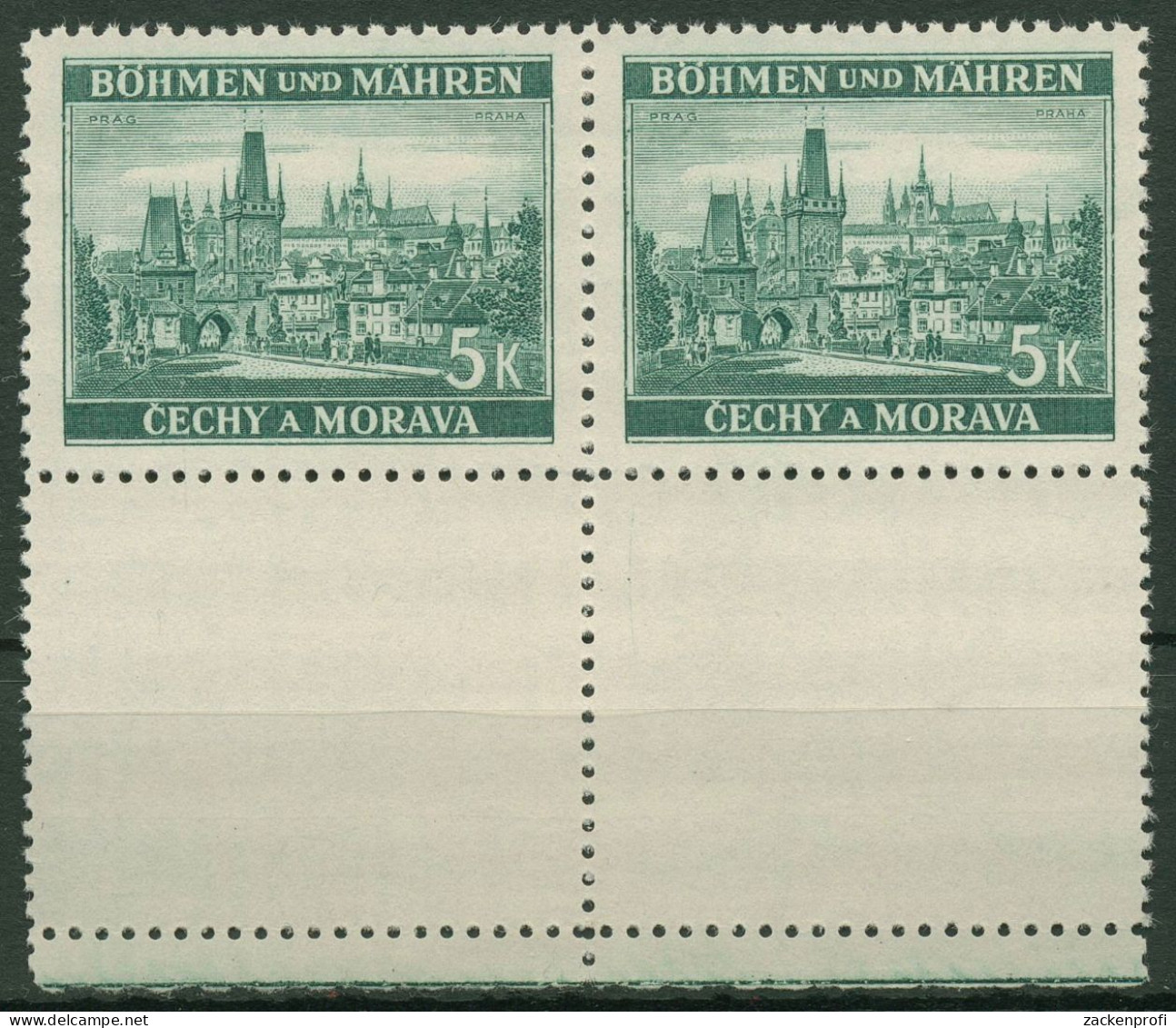 Böhmen & Mähren 1939 4er-Block Mit 2 Leerfeldern Unten 35 VB-6 Postfrisch - Ungebraucht