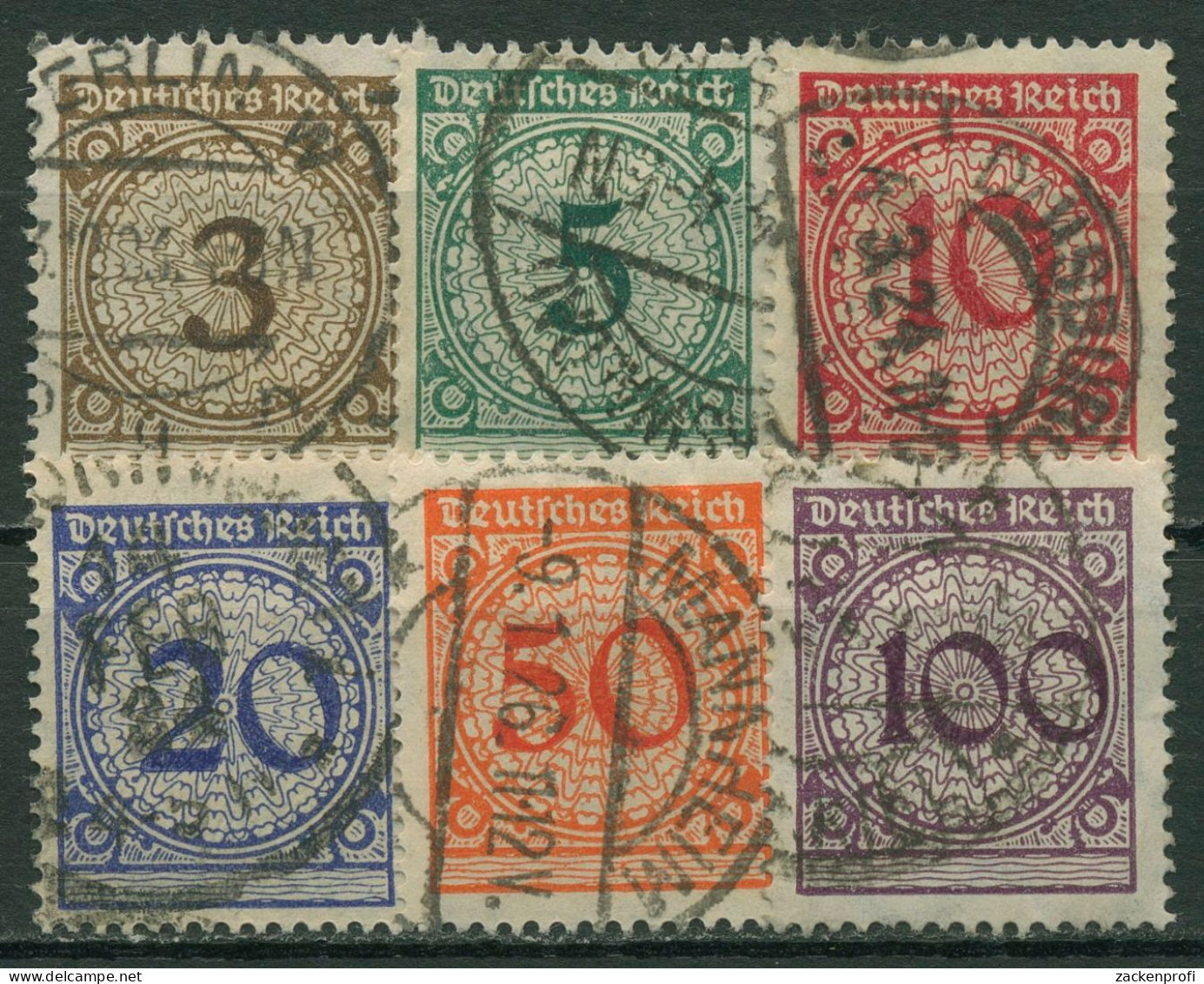 Deutsches Reich 1923 Freimarken: Korbdeckelmuster 338/43 Gestempelt - Used Stamps