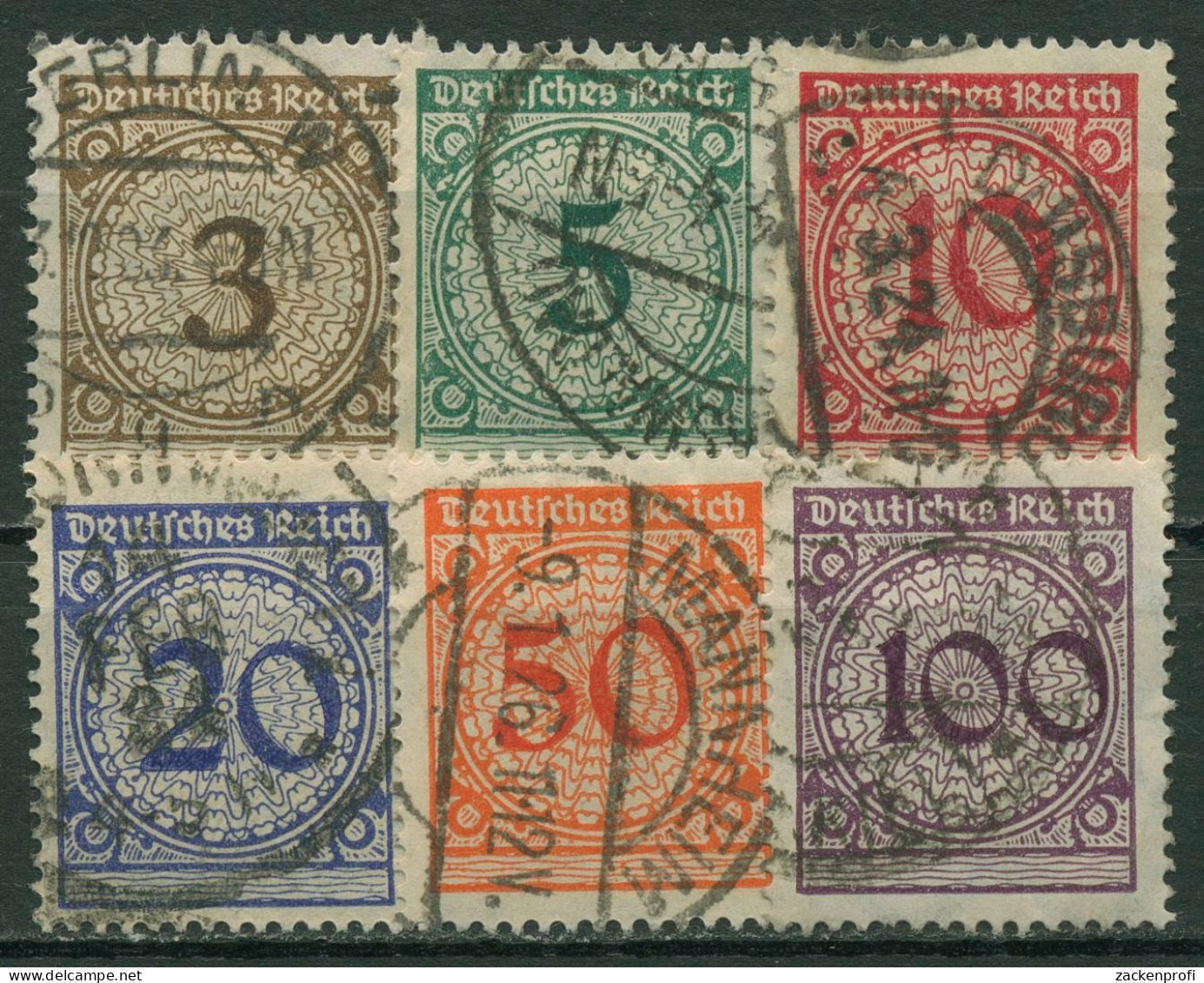 Deutsches Reich 1923 Freimarken: Korbdeckelmuster 338/43 Gestempelt - Usados