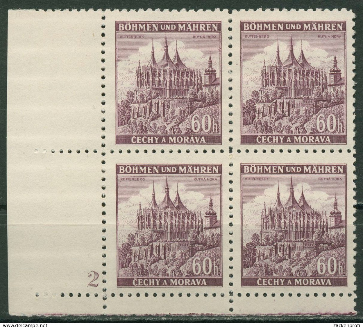 Böhmen & Mähren 1939 Eckrand-4er-Block 50er-Bogen 27 Pl.-Nr. 2 Postfrisch - Nuovi