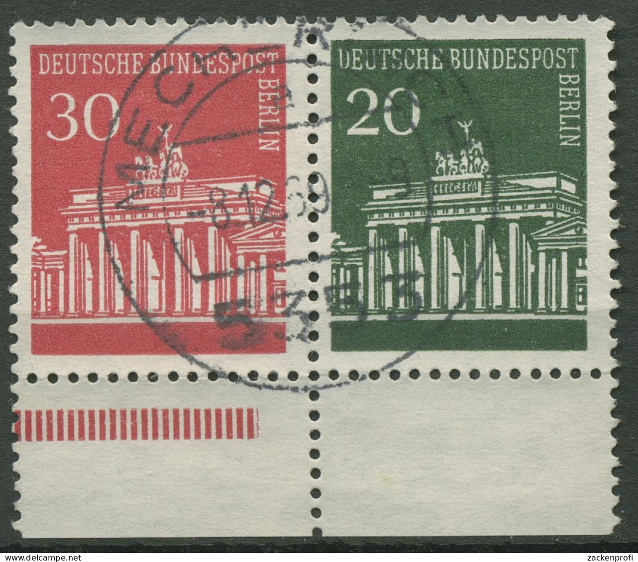 Berlin Zusammendrucke 1966 Brandenburger Tor W 42 UR Dgz. Gestempelt - Zusammendrucke