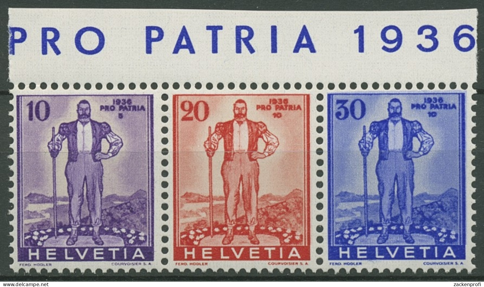 Schweiz 1936 Pro Patria Zusammendruck Aus Block 2, A 294/96 ZD Postfrisch - Unused Stamps