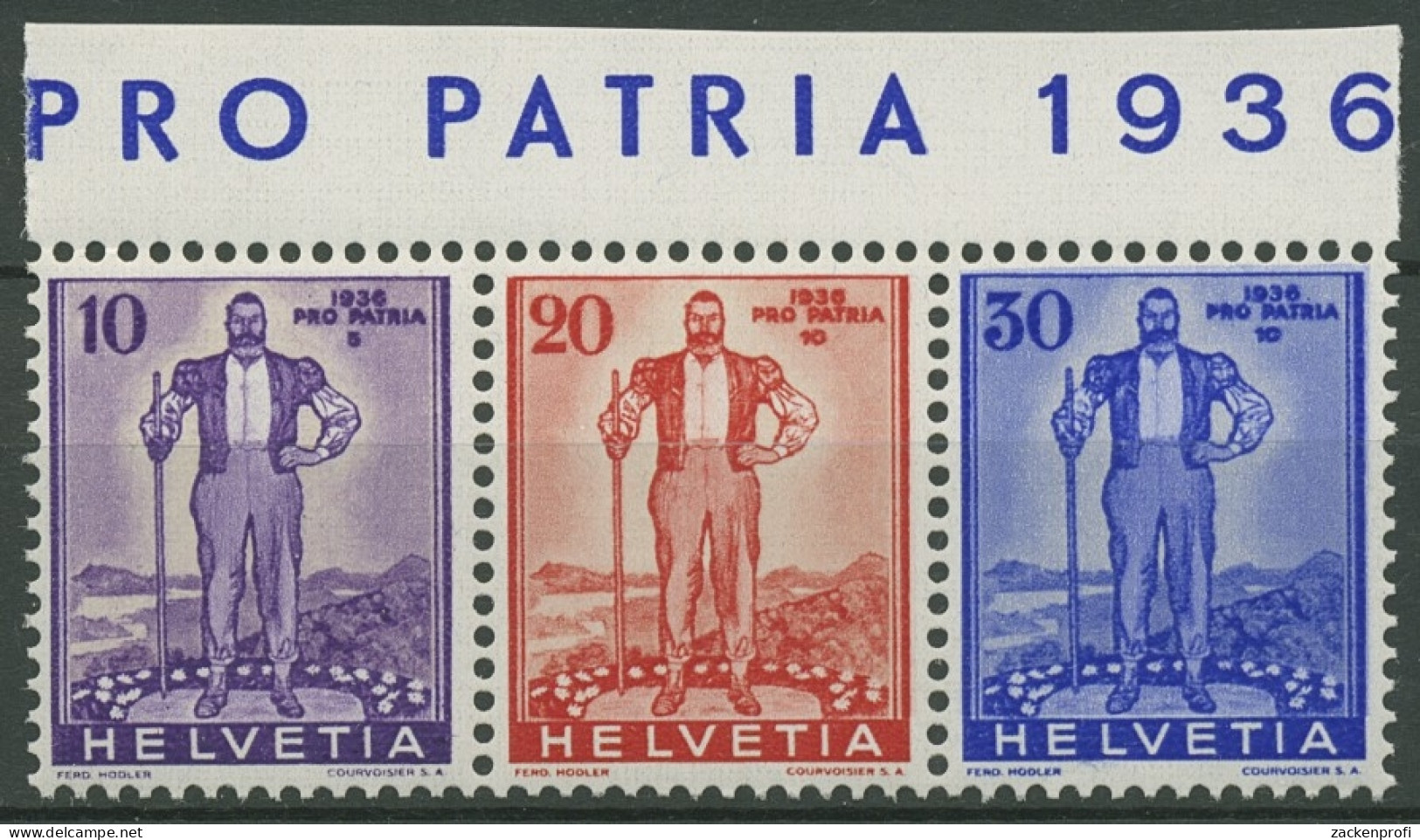 Schweiz 1936 Pro Patria Zusammendruck Aus Block 2, A 294/96 ZD Postfrisch - Nuevos