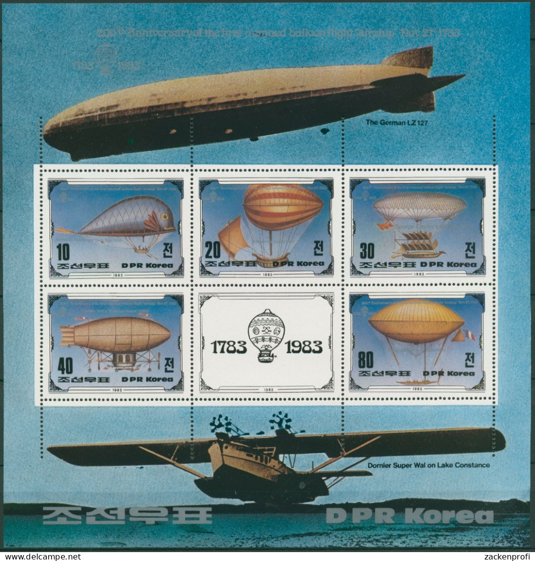 Korea (Nord) 1982 200 Jahre Luftfahrt: Luftschiff Block 134 Postfrisch (SG30567) - Corée Du Nord