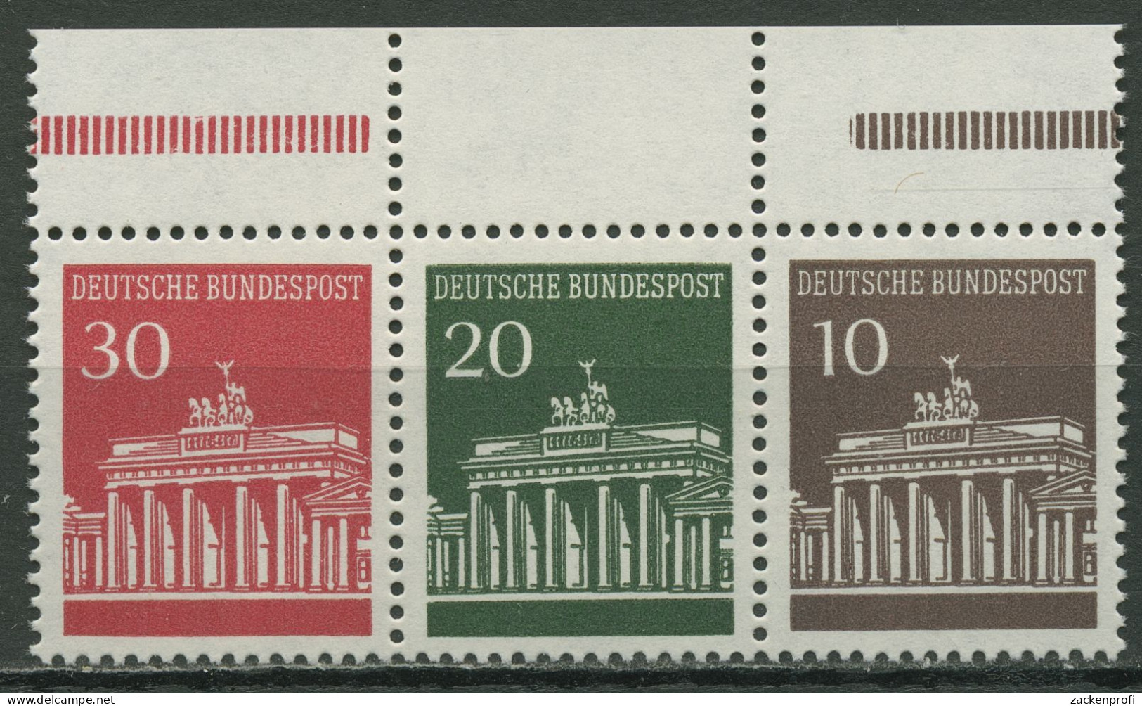 Bund 1967 Brandenburger Tor Zusammendruck W 26.2 OR (7 Mm Abstand) Postfrisch - Se-Tenant