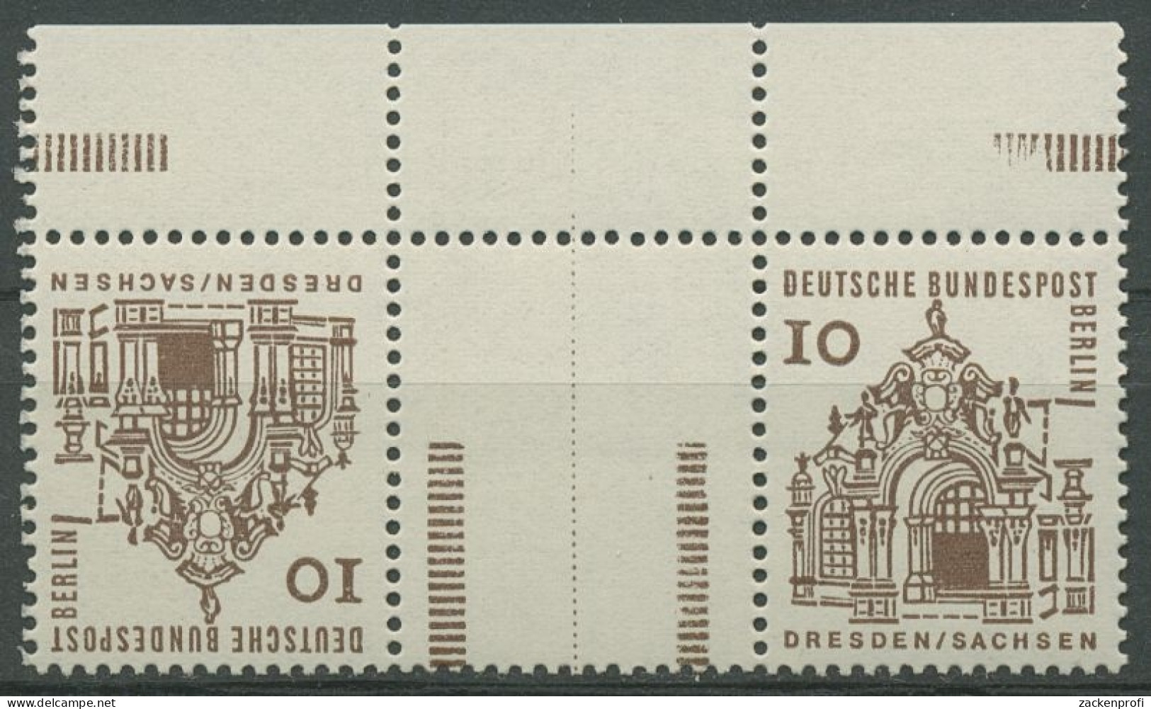 Berlin Zusammendruck 1965 Zwinger KZ 2b.3 OR (Strl. Stark Verkürzt) Postfrisch - Se-Tenant