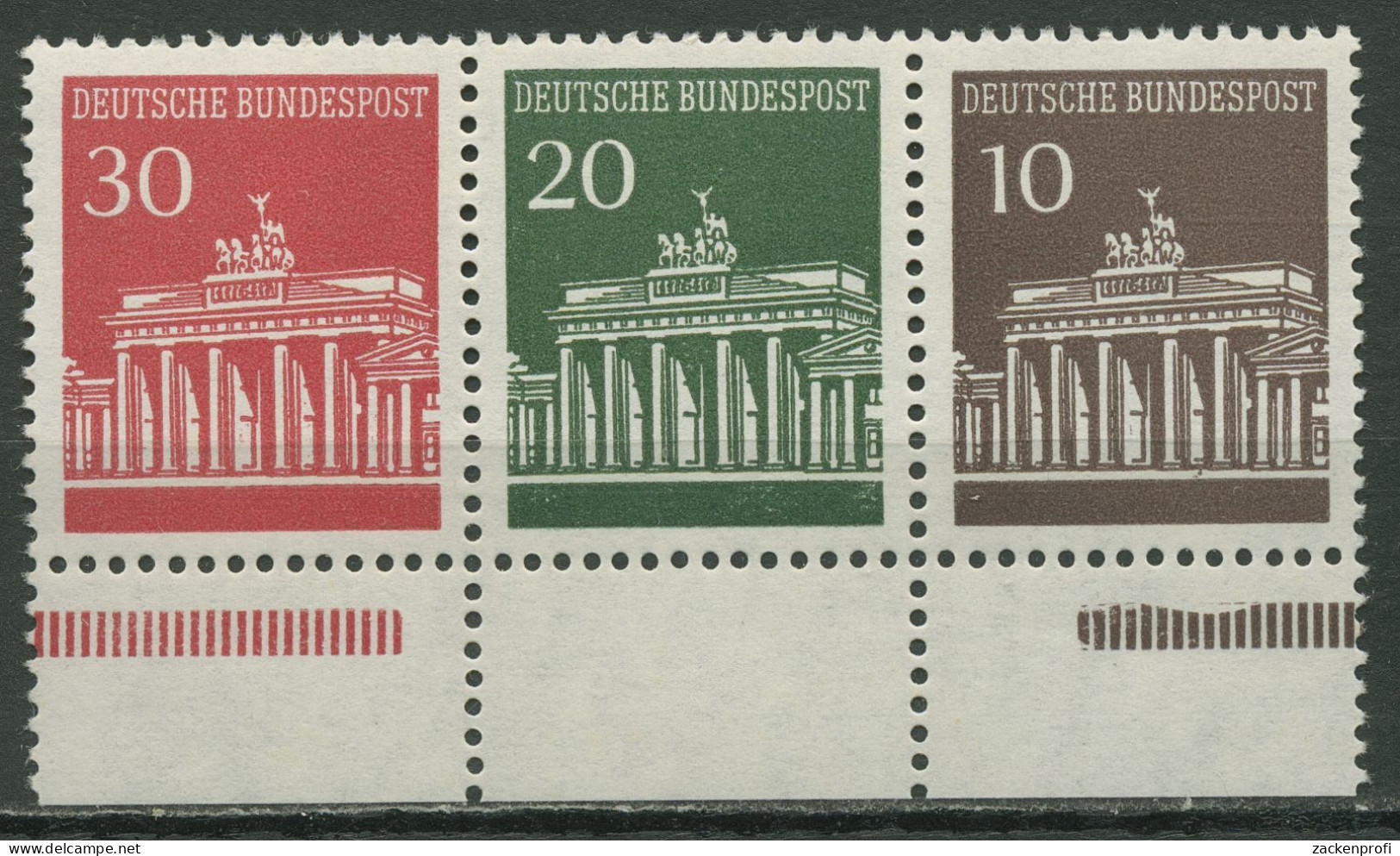 Bund 1967 Brandenburger Tor Zusammendruck W 26.1 UR (4 Mm Abstand) Postfrisch - Se-Tenant