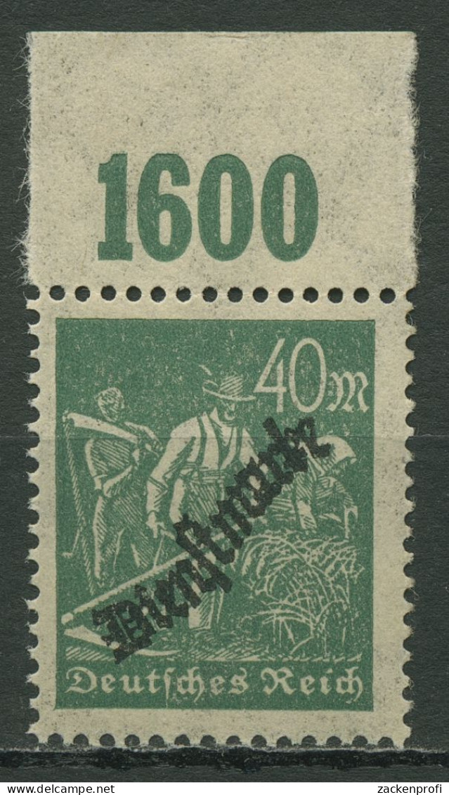 Deutsches Reich Dienstmarke 1923 Platten-Oberrand D 77 A P OR Postfrisch - Dienstmarken